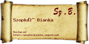 Szopkó Bianka névjegykártya