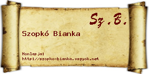 Szopkó Bianka névjegykártya